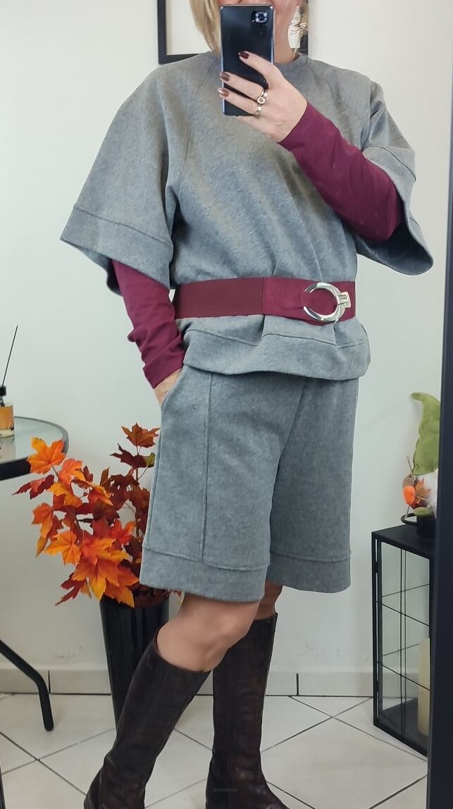Bermudy dzianinowe z mankietami Grey