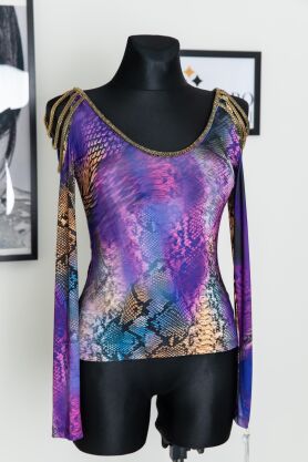 Bluzka multi kolor z ozdobnym łańcuchem Print