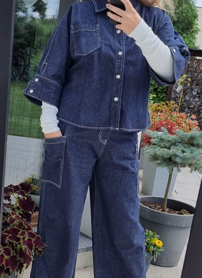 Kurtka jeansowa kontrastowe przeszycia Denim Day