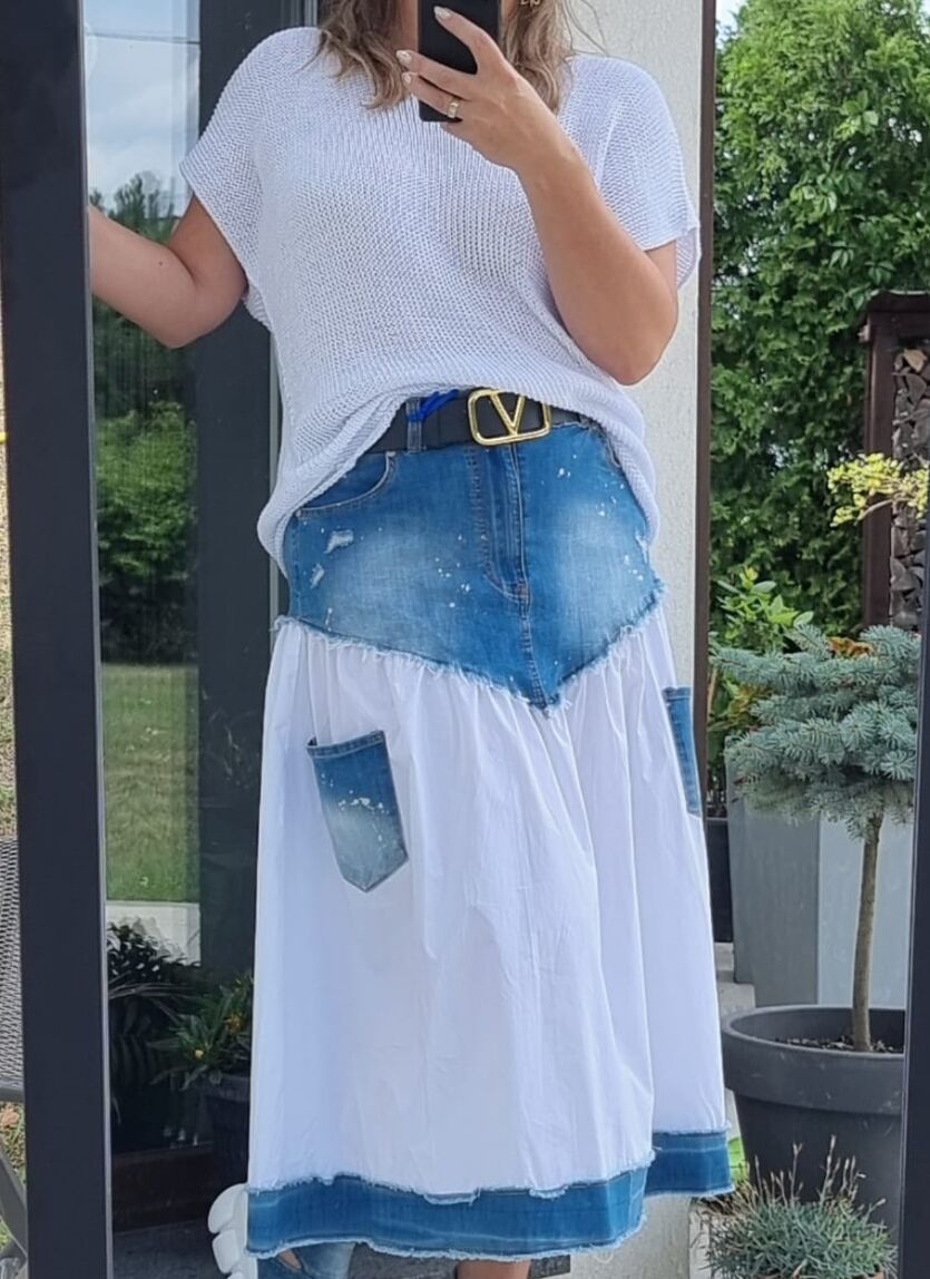 Spódnica jeansowo bawełniana Gonna Bianco
